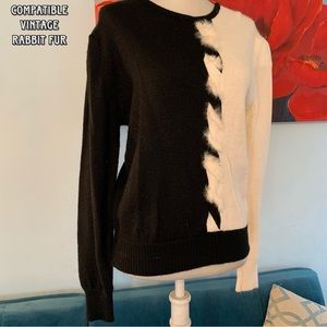 Vintage Women’s Acrylic blend Sweater Compatible Size M Medium rabbit Fur black